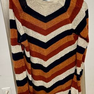 Orange and Brown Chevron Crew Neck Sweater